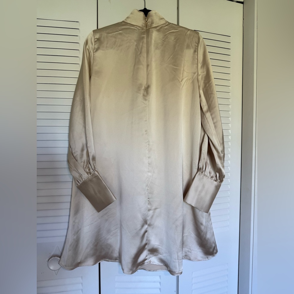H&M Satin Cream Long Sleeve Dress - Picture 6 of 8